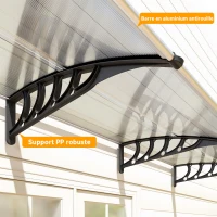Outsunny Auvent de porte toit marquise en polycarbonate auvent de porte d'entrée bord en aluminium contre la pluie et UV(m-8)