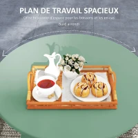 Outsunny Petite table basse ronde, table d'appoint avec patins antidérapants, cadre en métal, pour jardin, Ø 70 x 42 cm, vert(m-4)