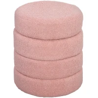 HOMCOM Taburete, redondo, felpa de peluche, estructura de metal, hasta 120kg, Φ40x45H cm, Rosa(m-6)