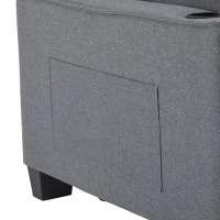 2 Seater Sofa Bed with Cup Holders, Convertible Fabric Sofa Chair with Adjustable Backrest and Storage Pockets, 140L x 96W x 97H cm, Gray(m-10)