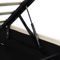 Double Upholstered Bed with LED Headboard, USB and Type-C Ports, Hydraulic Storage Bed with Charging Station, 207L x 136W x 105H cm, Beige(m-10)