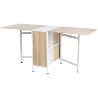 HOMCOM Klapptisch Esstisch Beistelltische Ablagefläche für Wohnzimmer Küche Eiche Holz Metallrahmen Natur+Weiß 169 x 60 x 75 cm(m-12)
