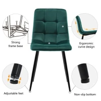 Round Marble Dining Table Set with Gold Metal Legs and 4 Ergonomic Velvet Chairs, Table Top Radius, 100L x 100W x 75H cm, White+Green(m-9)