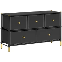 HOMCOM Faux Leather Front Chest of Drawers - Black(m-1)