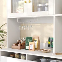 Multi-purpose Storage Cabinet with Changhong Glass Door, Wine Glass Holder, Multi-layered Storage Space, 145L x 39W x 171H cm, White(m-8)