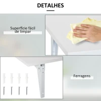 HOMCOM Mesa Dobrável de Parede Mesa Auxiliar Suspensa para Cozinha Sala de Jantar 60x40x20cm Branco(m-6)