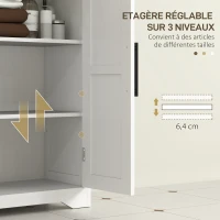 HOMCOM Meuble de salle de bain, meuble de rangement, avec 4 tiroirs, 1 placard, pour petits espaces, 81,2 x 30 x 83,8 cm, blanc(m-5)