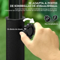 Outsunny Soporte para Parasol Peso 9 kg en Forma de Semicírculo para Poste de Paraguas de Ø3,8 cm y Ø4,8 cm 50x31x32 cm Bronce(m-6)