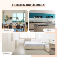 HOMCOM Klapptisch Esstisch Beistelltische Ablagefläche für Wohnzimmer Küche Eiche Holz Metallrahmen Natur+Weiß 169 x 60 x 75 cm(m-5)