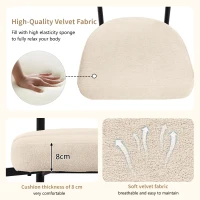 Set of 2 Modern Dining Chairs with High-Density Sponge, Iron Tube Frame, Ergonomic Velvet Upholstered Armchairs, 70L x 62W x 85H cm, Beige(m-6)