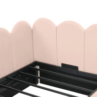 3FT Upholstered Daybed with Hydraulic Storage, Metal Slatted Frame, Single Ottoman Bed with Velvet Finish, 200L x 97W x 76H cm, Pink(m-9)