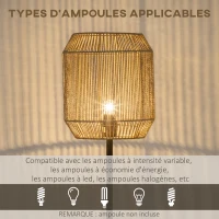 HOMCOM Lampadaire sur pied salon abat-jour en corde de papier design naturel base E27 Max. 40W - Ø 26 x 164H cm(m-6)