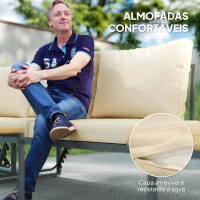 Outsunny Conjunto de Móveis de Jardim Sofás de Exterior em Forma de L com 2 Sofás de 3 Lugares Assento Ajustável e Mesa Bege e Cinza(m-8)