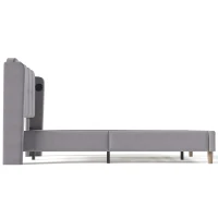 Upholstered Single Bed with USB & Type-C Charging Ports, Teenager Bed for Bedroom & Guest Room, 197L x 103W x 103H cm, Grey(m-16)