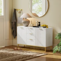 HOMCOM Sideboard with 3 Drawers and Adjustable Shelves for Living Room - White(m-9)