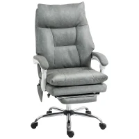 HOMCOM Faux Leather Office Chair, with Inflatable Lumbar - Grey(m-1)