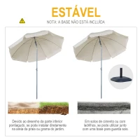 Outsunny Guarda-sol de praia Ø200 cm de diâmetro com Telhado Inclinado  Poste Destacável  e pico inferior creme(m-6)