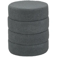 HOMCOM Taburete redondo con felpa de peluche, marco de metal, hasta 120kg, Φ40x45H cm, Gris oscuro(m-7)