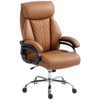 HOMCOM Spring Padded Faux Leather Office Chair - Light Brown(m-11)