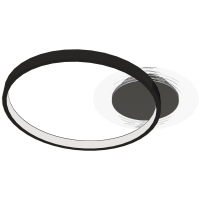 HOMCOM Lampă de tavan LED Modernă de 40W cu 2 Inele și Lumină Reglabilă, Negru