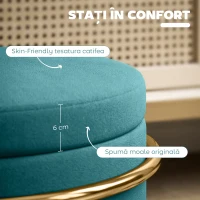 HOMCOM Pouf cu Spațiu de Depozitare în Catifea, 24L, Capac Detasabil, Ø42x39cm, Verde(m-7)