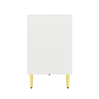 Wave Design Sideboard with Golden Handles and Feet, Elegant Storage Cabinet with 4 Doors and 2 Drawers, 152L x 40W x 75H cm, White(m-15)