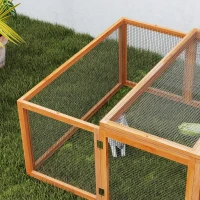 PawHut Wooden Rabbit Hutch Cage 6ft with Wire Mesh, Openable Roof, Play Space for Outdoor, Natural Wood Finish(m-9)