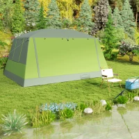 Outsunny Tente de camping avec porche pour 4 à 8 personnes légère portable, facile à Installer, sac de transport et crochet, vert(m-9)