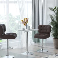 HOMCOM Bartisch Bistrotisch Pub Höhenverstellbarer Quadratischer Stehtisch Tisch Stahl Weiß 60 x 60 x 69-92 cm(m-9)