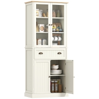 HOMCOM Buffet Cuisine 4 Portes 1 Tiroir MDF Beige 182,5cm