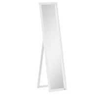 HOMCOM Espelho de pé de Corpo Inteiro Retangular Espelho de Parede com 2 Formas de Uso para Dormitórios Sala de Estar Corredor 37x48x152cm Branco(m-1)