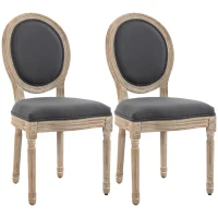 HOMCOM Set of Two French-Inspired Wooden Dining Chairs - Grey(m-10)