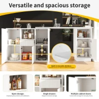 360° Swivelling Bar Table with Marble Worktop, Open Storage Compartments, Ideal for Kitchen, Living Room, 198.5L x 30W x 72.5H cm, White(m-4)