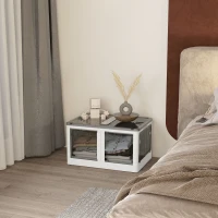 HOMCOM Caja de Almacenamiento Apilable con Tapa 69L de Capacidad Caja Organizadora Plegable con Ruedas 60x42x34 cm Blanco(m-10)