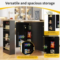 360° Swivelling Dining Table with Snack Rack, Three Drawers, Multifunctional Kitchen Island with Castors, 209L x 39W x 104H cm, Black(m-4)