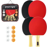 SPORTNOW Tafeltennisbatset met 4 tafeltennisbats, 8 tafeltennisballen en draagtas - Voor Binnen & Buiten(m-11)