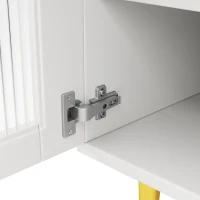 Multi-purpose Storage Cabinet with Changhong Glass Door, Wine Glass Holder, Multi-layered Storage Space, 145L x 39W x 171H cm, White(m-10)