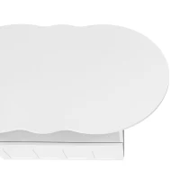 Cloud-Shaped Coffee Table with Drawer and Storage Compartments, Push-to-Open Mechanism, Easy Installation, 100L x 60W x 40.5H cm, White(m-8)