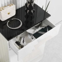 HOMCOM Scarpiera Slim da 12 Paia max per Ingressi con 3 Ripiani Regolabili e Cassetto, in Truciolato Bianco, 60x32x100 cm(m-8)