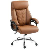 HOMCOM Spring Padded Faux Leather Office Chair - Light Brown(m-10)