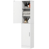 HOMCOM Mobile Colonna Bagno a 2 Armadietti con 6 Ripiani Regolabili, in Legno, 40x35x180 cm, Bianco