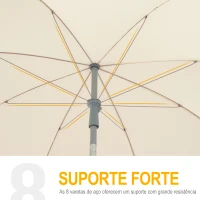 Outsunny Guarda-sol de praia Ø200 cm de diâmetro com Telhado Inclinado  Poste Destacável  e pico inferior creme(m-7)