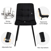 Extendable Dining Table Set with 4 Velvet Chairs, Marble Table, Stylish and Modern Design for Kitchen, 160L x 80W x 75H cm, White+Black(m-7)