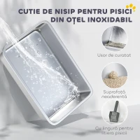 PawHut Litieră pentru Pisici Impermeabilă cu Tavă și Paletă, Alb(m-4)