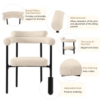 Set of 2 Modern Dining Chairs with High-Density Sponge, Iron Tube Frame, Ergonomic Velvet Upholstered Armchairs, 70L x 62W x 85H cm, Beige(m-4)