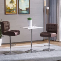 HOMCOM Bartisch Bistrotisch Pub Höhenverstellbarer Quadratischer Stehtisch Tisch Stahl Weiß 60 x 60 x 69-92 cm(m-8)