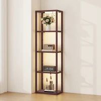 HOMCOM Four-Shelf Floor Lamp - Dark Brown(m-10)