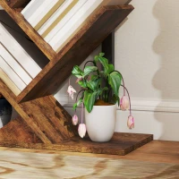 HOMCOM Libreria Scaffale con 9 Ripiani Stretto a Forma di Albero per Ufficio, Marrone Rustico(m-4)