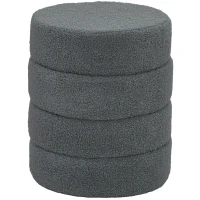 HOMCOM Pouf Rotondo in Peluche Teddy, Struttura Metallica Resistente 120 kg, Φ40x45H cm, Grigio scuro(m-1)