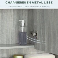 kleankin Armoire murale salle de bain avec miroir, armoire de toilette 3 portes miroir, étagères réglables, 90x15x75cm, gris(m-5)